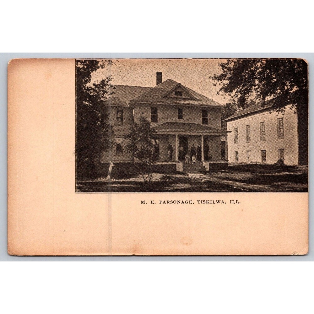 Antique Postcard Tiskilwa IL M.E. Parsonage Methodist Episcopal Undivided Back